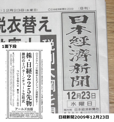株・日経225先物 勝利の2パターンチャート方程式 日経新聞1面掲載